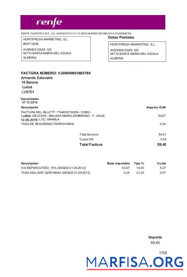 Printable Latvia Renfe utility bill template, fully editable in PSD format